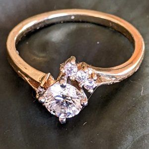 Unique 14K sz 11 Yellow Gold Engagement Ring